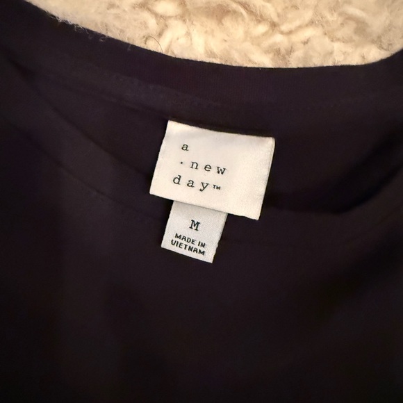 A New Day Black Sheath Midi Dress Short Sleeve Crew Neck - Picture 2 of 5